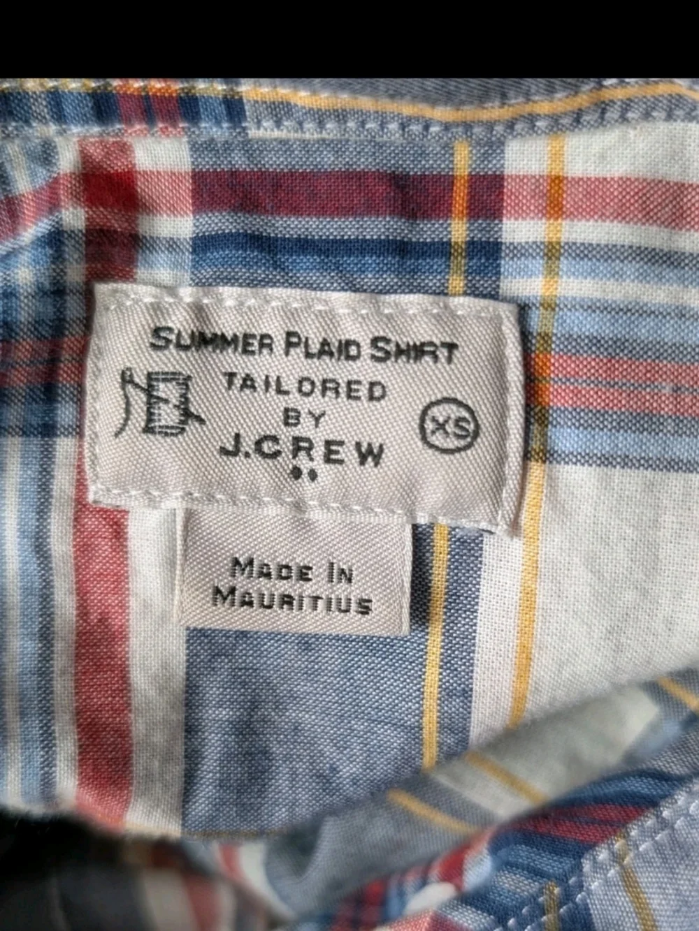 J.Crew Men's XS Summer Plaid Button Down Shirt Blue Red White Cotton 40732